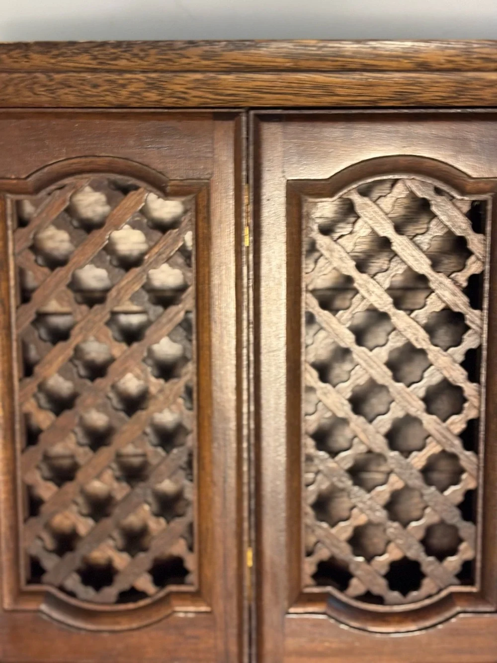 Vintage Mele Large Wooden Jewelry Box-Lattice Doors/Jewelry Storage Organizer